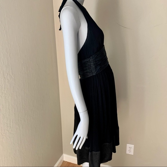 MAGGY LONDON Silk Halter Fit & Flare Midi Dress Black LBD Party Size 6P - Picture 7 of 16